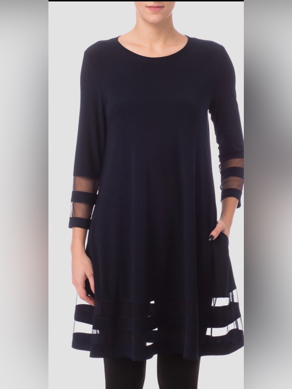 Joseph Ribkoff Black Tunic with Sheer Panel Details Size 14 Dress